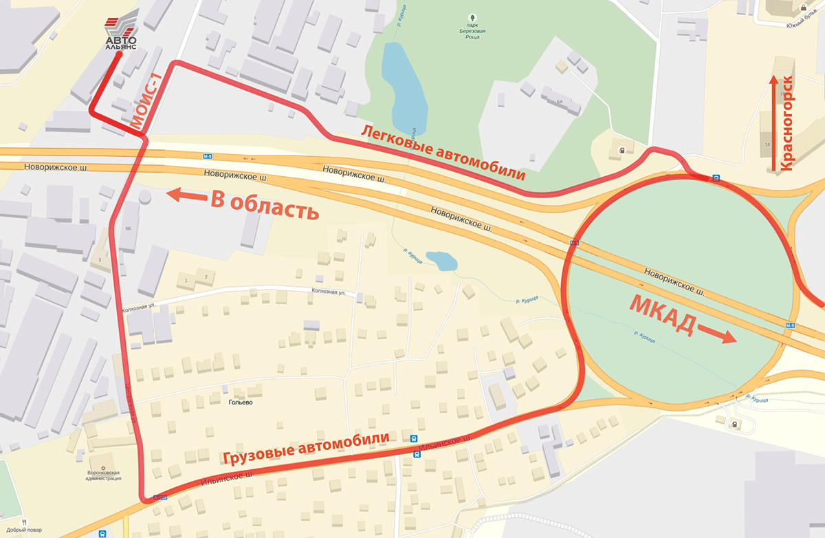 Схема проезда до СТО в Красногорске
