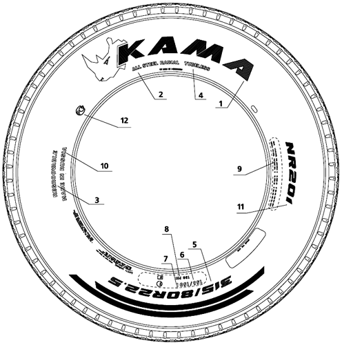 Маркировка цельнометаллокордовых шин КАМА
